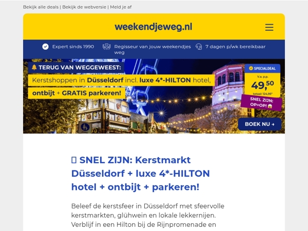 Snel zijn! 😱 Dé Hilton Düsseldorf kerstmarktdeal is terug 🎄💫 – OP=OP! ⏰