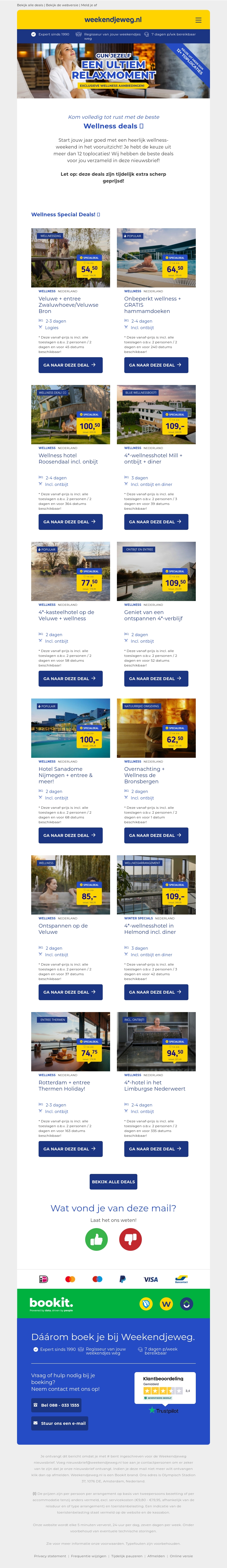🌟 Exclusieve Wellness Aanbiedingen: keuze uit 12+ toplocaties vanaf €54,50 pp! 🌿 🌟 Exclusieve Wellness Aanbiedingen: keuze uit 12+ toplocaties vanaf €54,50 pp! 🌿