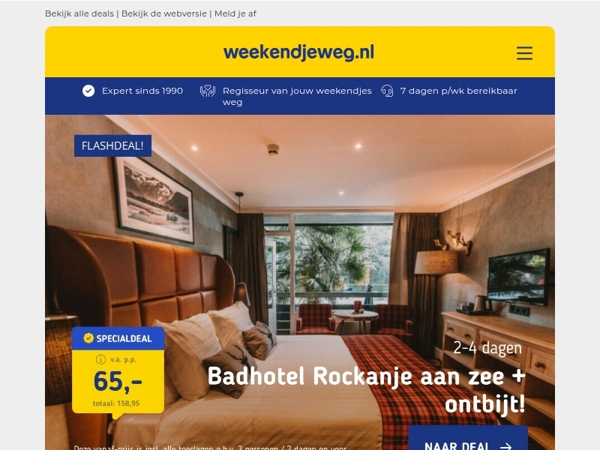 Badhotel Rockanje aan de kust + ontbijt v.a. 65 | Stedentrip Wenen + Hilton hotel v.a. 259 p.p.!