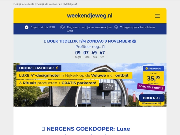 NIEUW! 🔥 LUXE 4*-designhotel op de Veluwe + ontbijt + Rituals producten + GRATIS parkeren v.a. SLECHTS 35,85 p.p.! 💥🤯