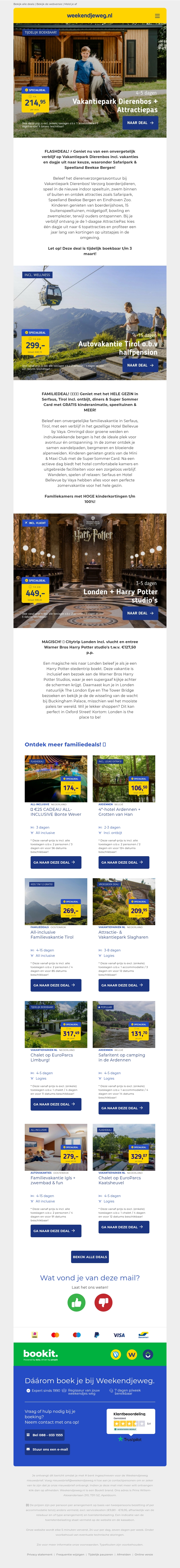 ⚡️ MEGADEALS voor gezinnen: Vakantiepark Dierenbos incl. AttractiePas v.a. 214,95 | Tirol o.b.v. halfpension incl. HOGE kinderkorting & GRATIS extra's v.a. 299,- p.p. & MEER! ⚡️ MEGADEALS voor gezinnen: Vakantiepark Dierenbos incl. AttractiePas v.a. 214,95 | Tirol o.b.v. halfpension incl. HOGE kinderkorting & GRATIS extra's v.a. 299,- p.p. & MEER!