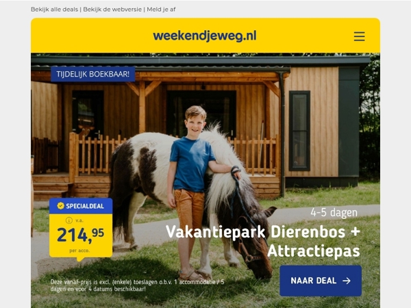 ⚡️ MEGADEALS voor gezinnen: Vakantiepark Dierenbos incl. AttractiePas v.a. 214,95 | Tirol o.b.v. halfpension incl. HOGE kinderkorting & GRATIS extra's v.a. 299,- p.p. & MEER!