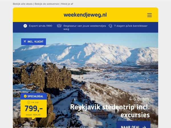 💥 NERGENS GOEDKOPER: Unieke weekendjes weg incl. vele extra's v.a. 599,- p.p. 😍👉 Ga jij voor Reykjavik, Rome of Finland?