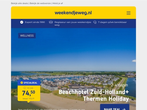 Beach hotel Zuid-Holland + Thermen Holiday 74,50 | 4-daagse trip Newcastle + hotel & overtocht v.a. 125 p.p.!