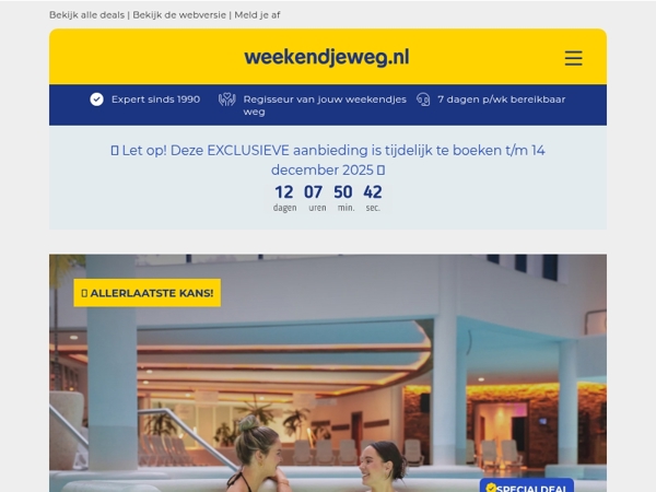 ALLERLAATSTE KANS! ⏰ Sanadome Nijmegen + ONBEPERKT entree 89 | 4*-hotel Parijs + ontbijt v.a. 54,50 p.p.!