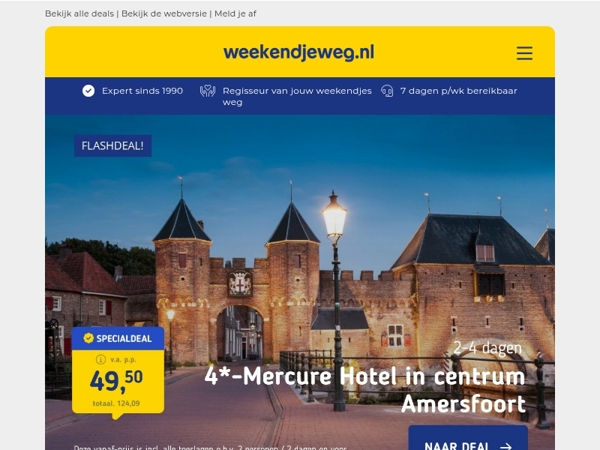 NIEUW! 💎 4*-Hotel hartje Amersfoort + ontbijt, bitterballen + GRATIS upgrade VOOR 49,50 p.p.! 🤯