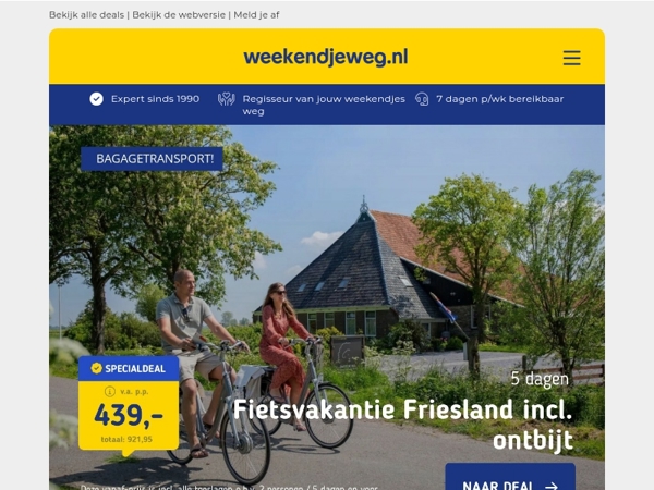 🚲 Complete fietsvakantie incl. ontbijt en bagagevervoer – nu vanaf €255 p.p.