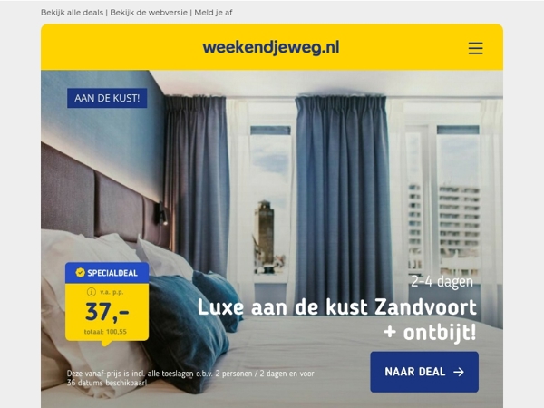 Uitwaaien aan de kust? 🌊 3x deals met HOGE korting v.a. 24,50 p.p.! 🔥