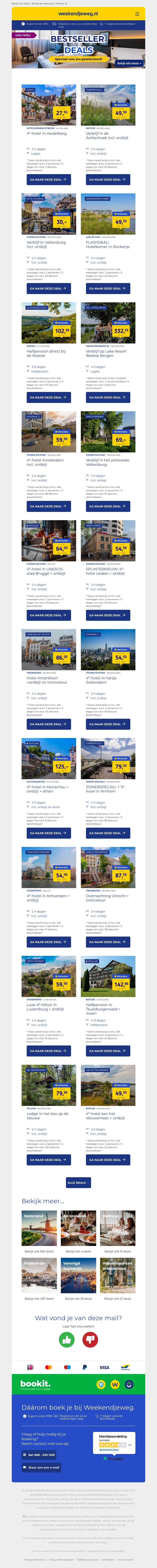 BESTSELLER DEALS! 🔥 4*-hotel Heidelberg €27,55 | De Achterhoek + ontbijt €49,50 | Valkenburg + ontbijt €30 & NOG VEEL MEER! BESTSELLER DEALS! 🔥 4*-hotel Heidelberg €27,55 | De Achterhoek + ontbijt €49,50 | Valkenburg + ontbijt €30 & NOG VEEL MEER!