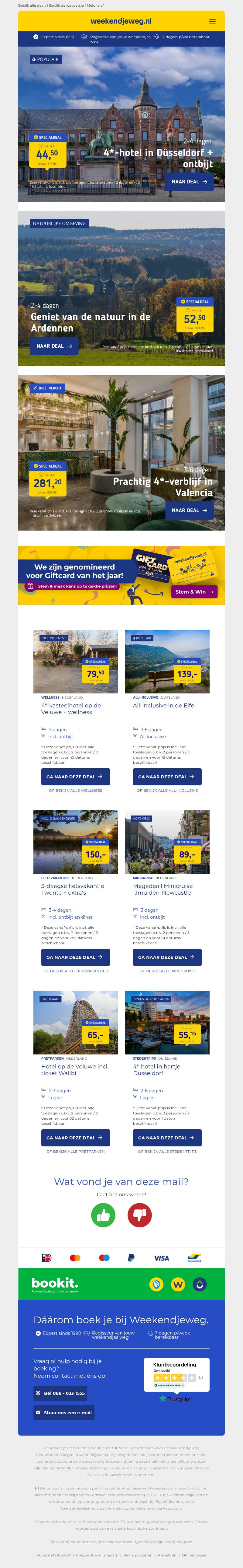 LAATSTE KANS! ⏰ 4*-Crowne Plaza hotel Düsseldorf + ontbijt & EXTRA'S v.a. 44,50 p.p. | Ardennen + GRATIS parkeren v.a. 52,50 p.p. | 4*-hotel Valencia + vlucht & ontbijt v.a. 270,- p.p. LAATSTE KANS! ⏰ 4*-Crowne Plaza hotel Düsseldorf + ontbijt & EXTRA'S v.a. 44,50 p.p. | Ardennen + GRATIS parkeren v.a. 52,50 p.p. | 4*-hotel Valencia + vlucht & ontbijt v.a. 270,- p.p.