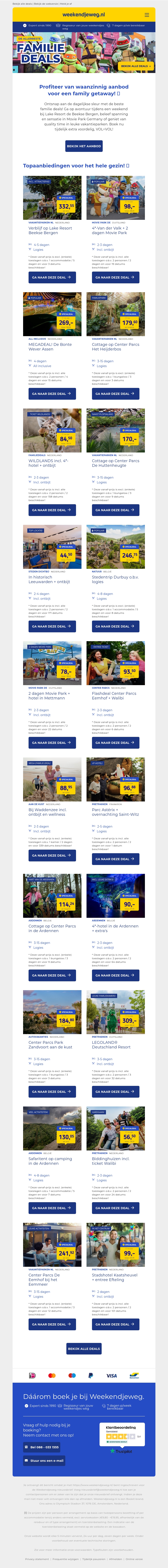 De ALLERBESTE familie deals vanaf €44,50 pp! 😍 Lake Resort Beekse Bergen €332,55 | Movie Park Germany €78 pp | De Bonte Wever Assen €269 pp + MEER! De ALLERBESTE familie deals vanaf €44,50 pp! 😍 Lake Resort Beekse Bergen €332,55 | Movie Park Germany €78 pp | De Bonte Wever Assen €269 pp + MEER!