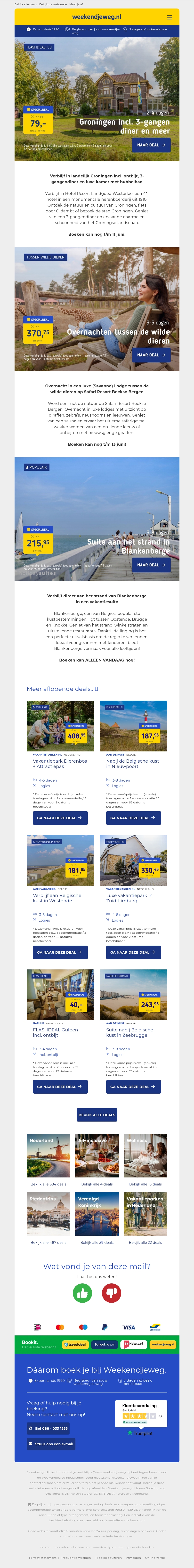 Deze TOPPERS lopen af! ⏳ Bubbelbad kamer Groningen + ontbijt + diner €79 | Safari Resort Beekse Bergen €370,75 | Suite in Blankenberge €215,95 + MEER! Deze TOPPERS lopen af! ⏳ Bubbelbad kamer Groningen + ontbijt + diner €79 | Safari Resort Beekse Bergen €370,75 | Suite in Blankenberge €215,95 + MEER!