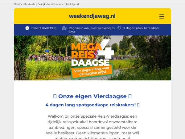🎉 MEGA REIS 4-DAAGSE: vier dagen lang onvoorstelbare aanbiedingen! 💣💥