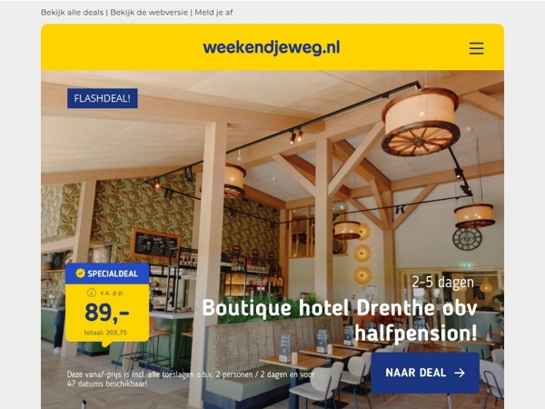 💚 Drenthe Deals: Boutique Hotel + halfpension v.a. €89,- p.p. ✨ | Laatste kans Vakantiepark Westerbergen v.a. 189,- ⏰ | 4*-hotel Drenthe + ontbijt + extra's v.a. 72,- p.p. 🤩