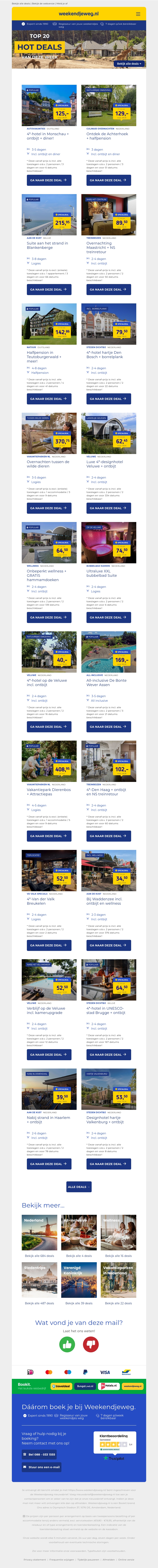 HOT DEALS! 🔥 3-5 dgn Monschau + ontbijt + diner €125 | 3 dgn Achterhoek + halfpension €129 | 3-9 dgn Suite in Blankenberge €215,95 + MEER HOT DEALS! 🔥 3-5 dgn Monschau + ontbijt + diner €125 | 3 dgn Achterhoek + halfpension €129 | 3-9 dgn Suite in Blankenberge €215,95 + MEER
