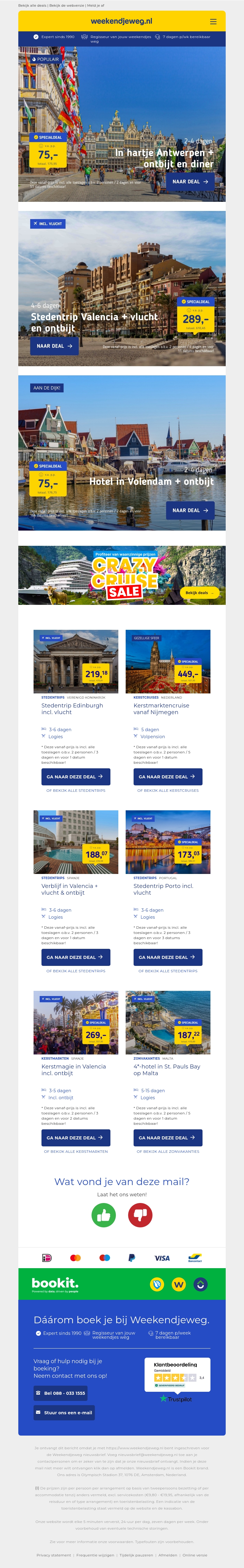 In hartje Antwerpen + ontbijt en diner v.a. €75 per persoon | Stedentrip Valencia + vlucht en ontbijt v.a. €289 per persoon & meer In hartje Antwerpen + ontbijt en diner v.a. €75 per persoon | Stedentrip Valencia + vlucht en ontbijt v.a. €289 per persoon & meer