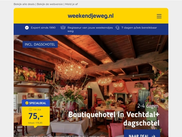 Boutiquehotel in het Vechtdal + diner v.a. 75 | 3 dgn 4*-Van Heeckeren hotel Ameland + ontbijt & diner v.a. 129 p.p.!