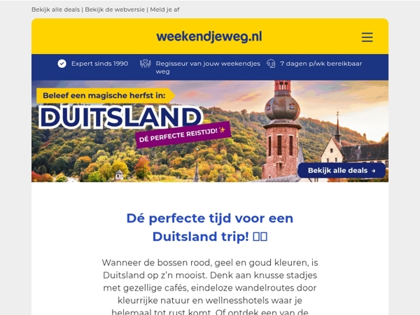 🧡 Weekendtip: beleef een magische herfst in Duitsland v.a. 34,50 p.p.! 🍁✨