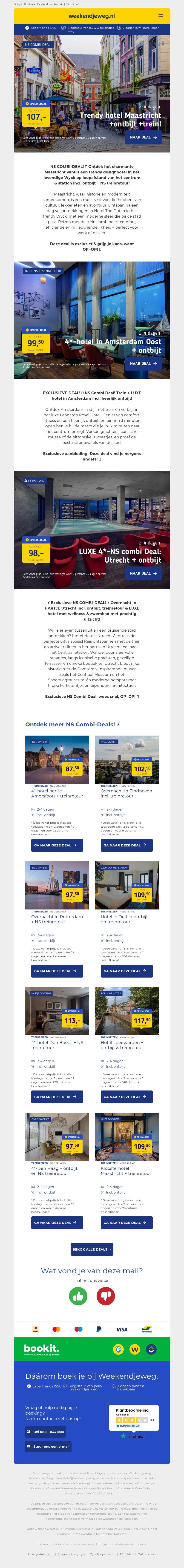 π₯ EXCLUSIEF: NS Combi-Deals! π Overnachting Maastricht, Amsterdam of Utrecht + ontbijt + NS treinretour v.a. 98,- p.p.! π±β‘οΈ π₯ EXCLUSIEF: NS Combi-Deals! π Overnachting Maastricht, Amsterdam of Utrecht + ontbijt + NS treinretour v.a. 98,- p.p.! π±β‘οΈ