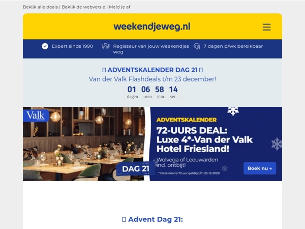 🎁 Advent Dag 21: 2x Van der Valk 72-UURS DEALS in Friesland + ontbijt! ⚡