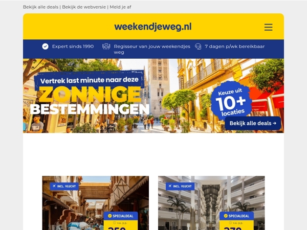 Zin in zon? ☀️ Vertrek last minute v.a. 209,- p.p.! ✈️