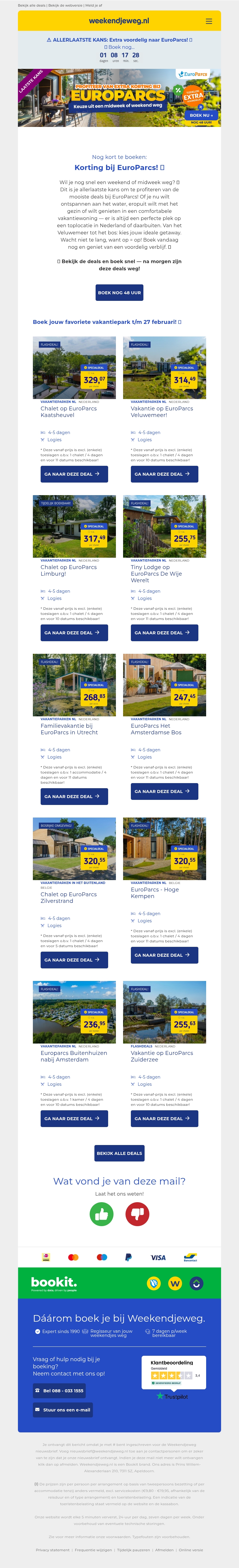 ⏰ NOG 48 UUR: EuroParcs met EXTRA korting v.a. 236,95 per acco! 🏡 ⏰ NOG 48 UUR: EuroParcs met EXTRA korting v.a. 236,95 per acco! 🏡