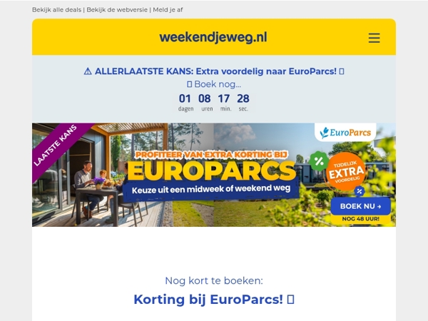 ⏰ NOG 48 UUR: EuroParcs met EXTRA korting v.a. 236,95 per acco! 🏡