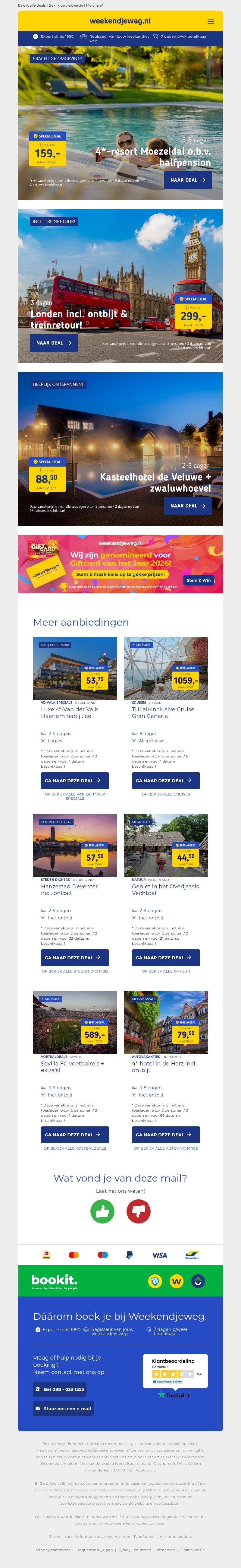 NIEUW! 🤩 LUXE 4*-resort Moezeldal + halfpension v.a. 159 | Stedentrip Londen + treinretour v.a. 299 p.p.! NIEUW! 🤩 LUXE 4*-resort Moezeldal + halfpension v.a. 159 | Stedentrip Londen + treinretour v.a. 299 p.p.!
