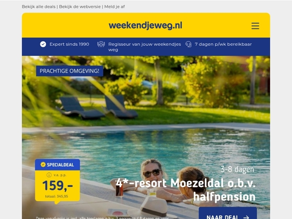 NIEUW! 🤩 LUXE 4*-resort Moezeldal + halfpension v.a. 159 | Stedentrip Londen + treinretour v.a. 299 p.p.!
