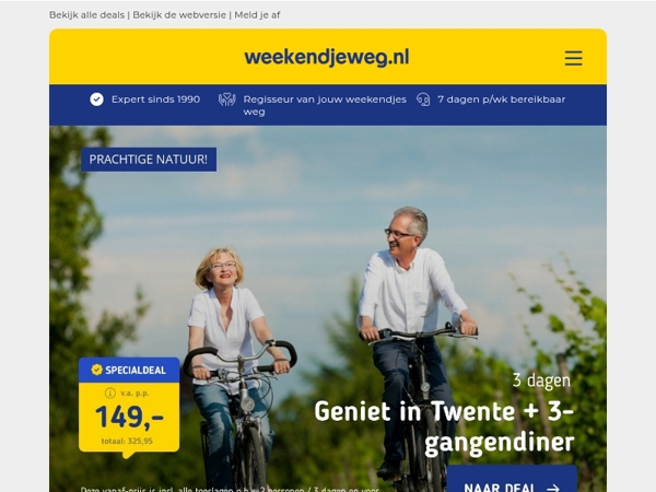 3 dgn Twente + 3-gangendiner & ontbijt v.a. 149 | LUXE 5*-hotel Haarhuis Arnhem + wellness v.a. 69,50 p.p.!