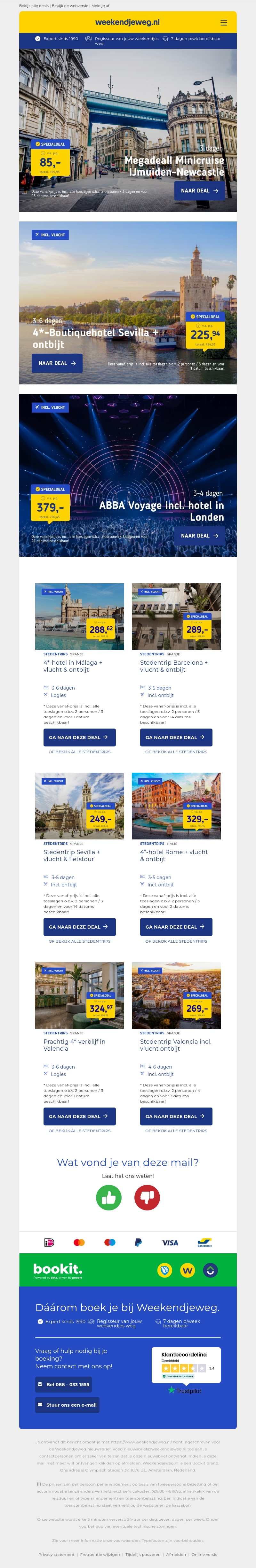 Megadeal! Minicruise IJmuiden-Newcastle v.a. €85 per persoon | 4*-Boutiquehotel Sevilla + ontbijt v.a. €225.94 per persoon & meer Megadeal! Minicruise IJmuiden-Newcastle v.a. €85 per persoon | 4*-Boutiquehotel Sevilla + ontbijt v.a. €225.94 per persoon & meer