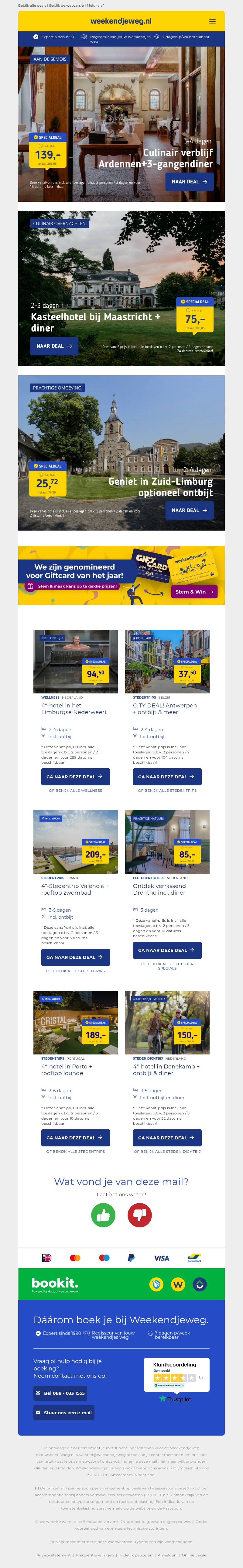 Culinair genieten! 🍴 3 dgn Ardennen + ontbijt & 3-gangendiner v.a. 139,- | Kasteelhotel Maastricht + ontbijt & 3-gangendiner v.a. 75,- Culinair genieten! 🍴 3 dgn Ardennen + ontbijt & 3-gangendiner v.a. 139,- | Kasteelhotel Maastricht + ontbijt & 3-gangendiner v.a. 75,-