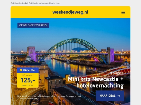 🚢 4-daagse minicruise Newcastle + hotel v.a. 125 | Wellness Thermaalbad Arcen + ontbijt v.a. 54,50 p.p.!