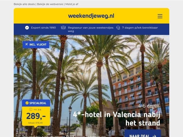 Stad & Strand! 😍: 4-daagse Valencia Deal v.a. 289 🌴 | 2-4 dgn hartje Leiden bij Katwijk & Noordwijk + ontbijt 🧇 v.a. 64,50 p.p.!