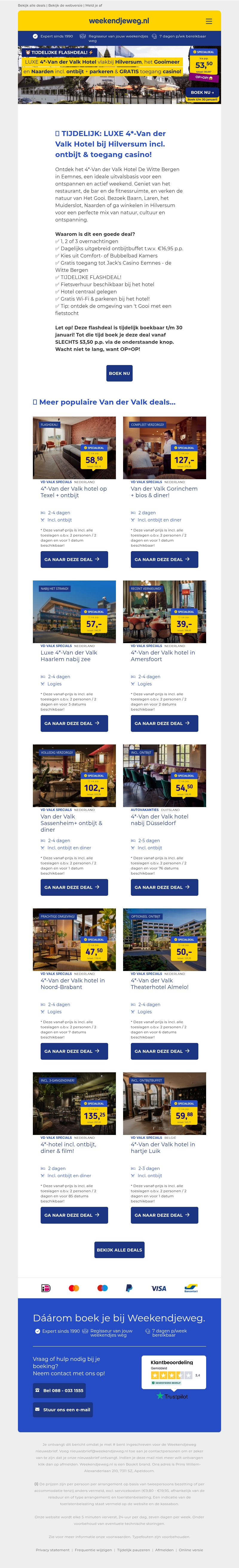 ⚡ TIJDELIJKE FLASHDEAL: LUXE 4*-Van der Valk Hotel bij Hilversum incl. ontbijt & toegang casino v.a. 53,50 p.p.! 😱🔥 ⚡ TIJDELIJKE FLASHDEAL: LUXE 4*-Van der Valk Hotel bij Hilversum incl. ontbijt & toegang casino v.a. 53,50 p.p.! 😱🔥
