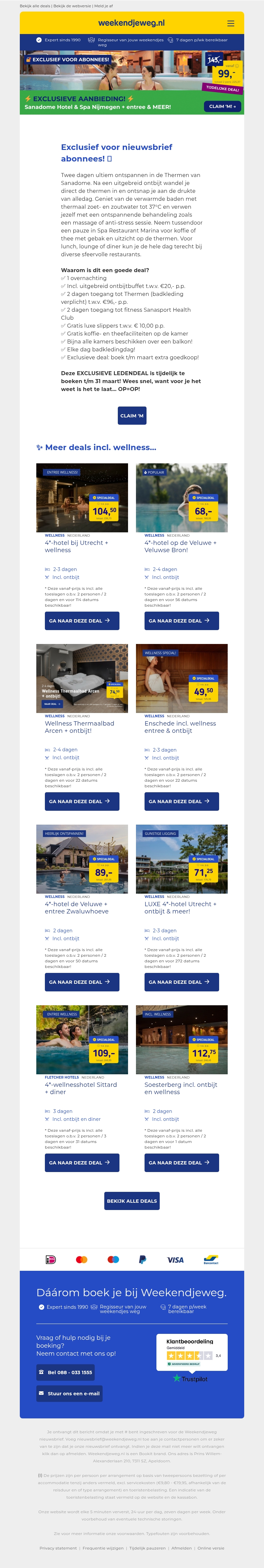 Exclusief alleen voor JOU! 🔒 Sanadome Nijmegen + onbeperkt entree & MEER v.a. 99,- p.p.! Exclusief alleen voor JOU! 🔒 Sanadome Nijmegen + onbeperkt entree & MEER v.a. 99,- p.p.!