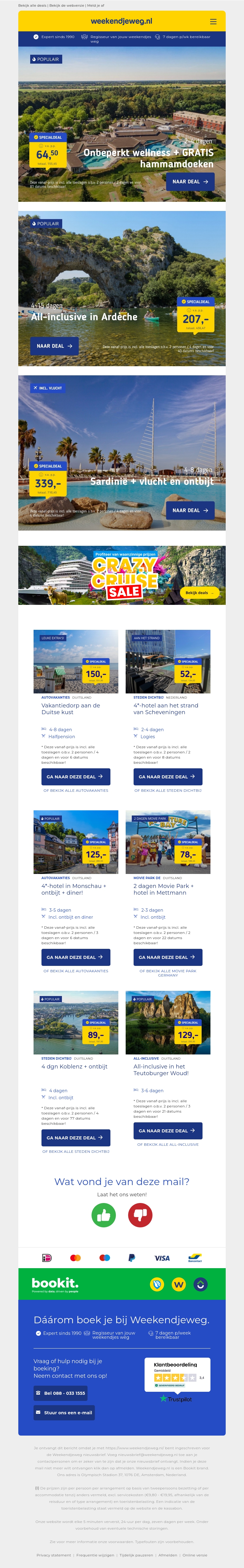 Onbeperkt wellness + GRATIS hammamdoeken v.a. €64.50 per persoon | All-inclusive in Ardèche v.a. €207 per persoon & nog veel meer Onbeperkt wellness + GRATIS hammamdoeken v.a. €64.50 per persoon | All-inclusive in Ardèche v.a. €207 per persoon & nog veel meer