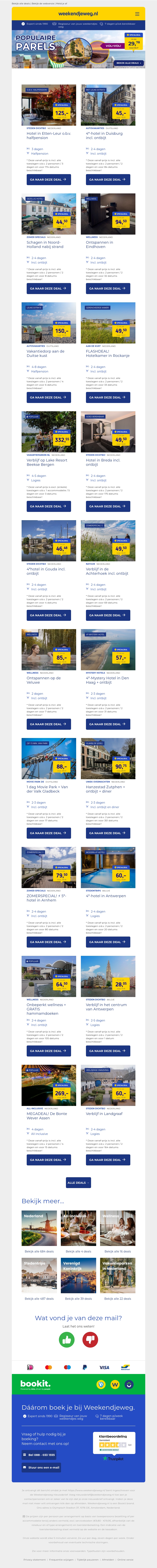 Populaire Parels! 🔥 3 dgn Noord-Brabant + halfpension €125 | Duisburg + ontbijt €45 | Noord-Holland nabij de kust + ontbijt €44,50 & NOG VEEL MEER! Populaire Parels! 🔥 3 dgn Noord-Brabant + halfpension €125 | Duisburg + ontbijt €45 | Noord-Holland nabij de kust + ontbijt €44,50 & NOG VEEL MEER!