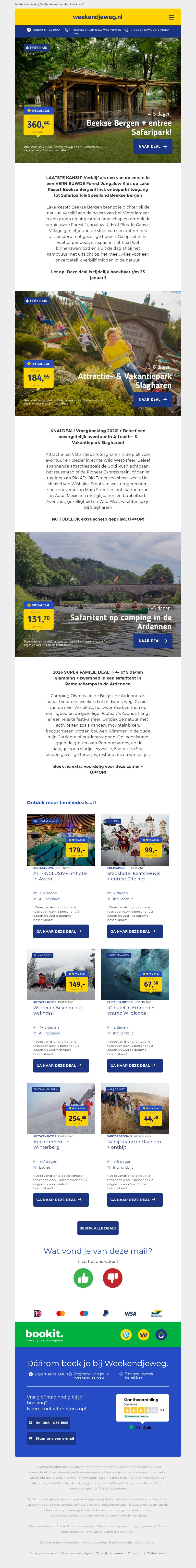 🎉 Familie-uitjes met korting: laatste kans Beekse Bergen v.a. 360,95 ⏰ | Slagharen v.a. 184,95 🎢 | Glamping in de Ardennen v.a. 131,70 🏕️ & MEER! 🎉 Familie-uitjes met korting: laatste kans Beekse Bergen v.a. 360,95 ⏰ | Slagharen v.a. 184,95 🎢 | Glamping in de Ardennen v.a. 131,70 🏕️ & MEER!