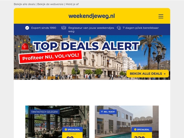 🚨 Top Deals ALERT: 4*-hotel Den Bosch + ontbijt & borrelplank v.a. 80,- p.p. | Extra voordelig naar Valencia + vlucht & ontbijt v.a. 229,- p.p. & MEER!