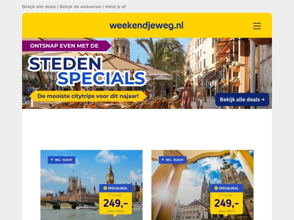 ⚡️ Steden Specials: Boek nu jouw perfecte stedentrip 🙌🏼 – vanaf €39,50 p.p.! 🔥