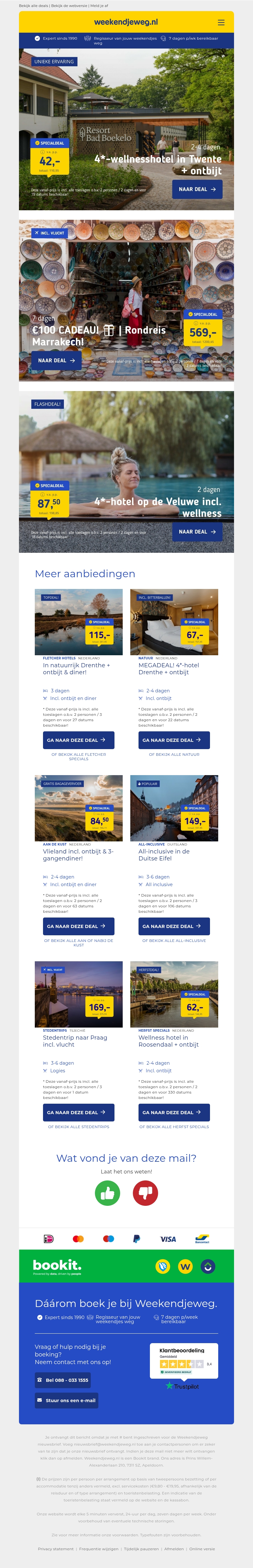 4*-Wellnesshotel in Twente + ontbijt v.a. 42 | 7-daagse rondreis Marrakech + excursies v.a. 569 p.p.! 4*-Wellnesshotel in Twente + ontbijt v.a. 42 | 7-daagse rondreis Marrakech + excursies v.a. 569 p.p.!