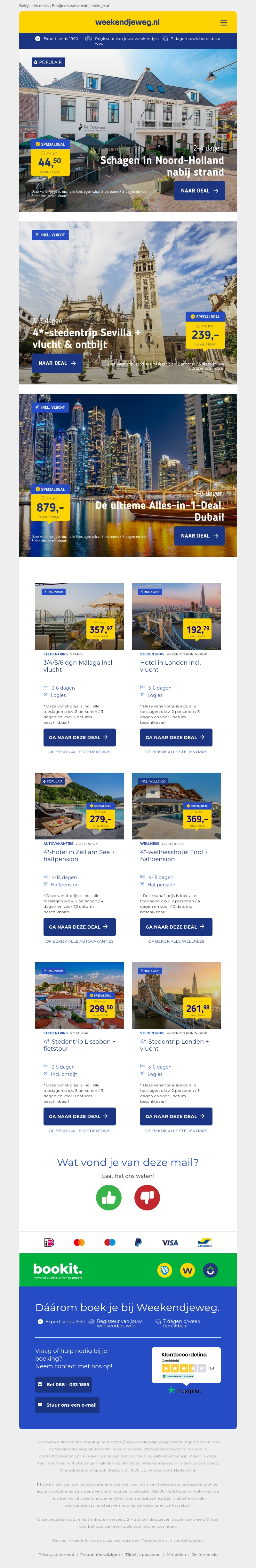 Schagen in Noord-Holland nabij strand v.a. €44.50 per persoon | 4*-stedentrip Sevilla + vlucht & ontbijt v.a. €239 per persoon & meer Schagen in Noord-Holland nabij strand v.a. €44.50 per persoon | 4*-stedentrip Sevilla + vlucht & ontbijt v.a. €239 per persoon & meer