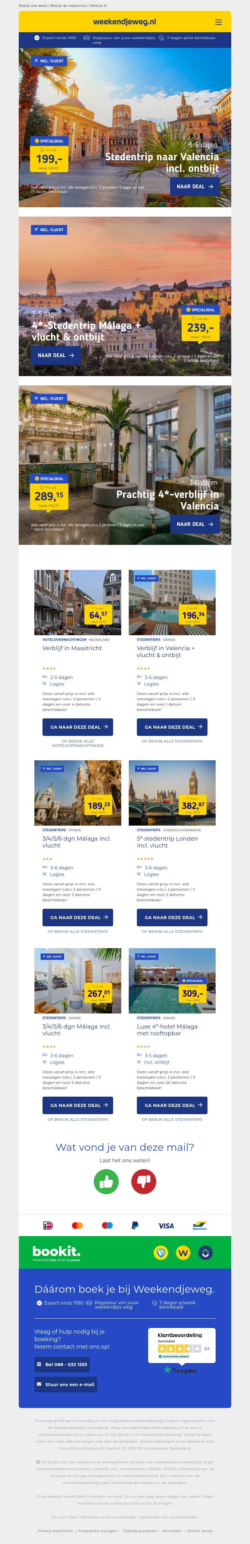 Stedentrip naar Valencia incl. ontbijt v.a. €199 per persoon | 4*-Stedentrip Málaga + vlucht & ontbijt v.a. €239 per persoon & meer Stedentrip naar Valencia incl. ontbijt v.a. €199 per persoon | 4*-Stedentrip Málaga + vlucht & ontbijt v.a. €239 per persoon & meer