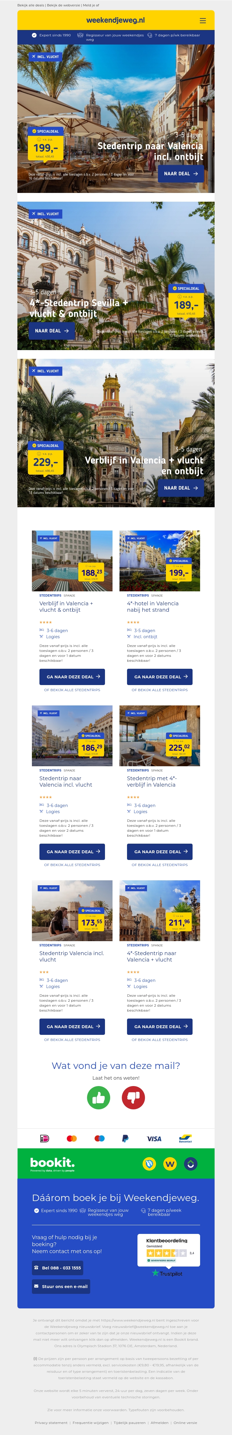 Stedentrip naar Valencia incl. ontbijt v.a. €199 per persoon | 4*-Stedentrip Sevilla + vlucht & ontbijt v.a. €189 per persoon & meer Stedentrip naar Valencia incl. ontbijt v.a. €199 per persoon | 4*-Stedentrip Sevilla + vlucht & ontbijt v.a. €189 per persoon & meer