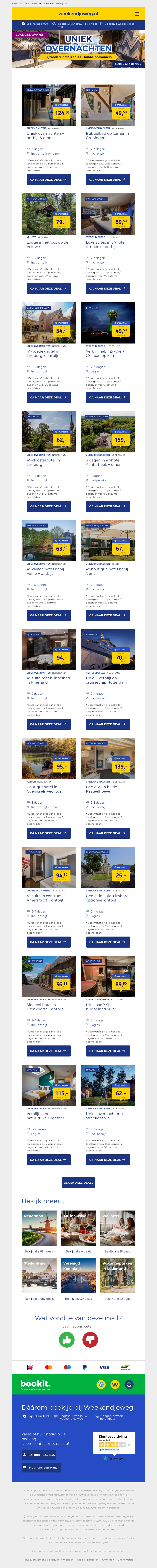 UNIEK OVERNACHTEN! ✨ Bijzondere hotels en XXL bubbelbadkamers vanaf slechts €25 pp! 🔥 UNIEK OVERNACHTEN! ✨ Bijzondere hotels en XXL bubbelbadkamers vanaf slechts €25 pp! 🔥
