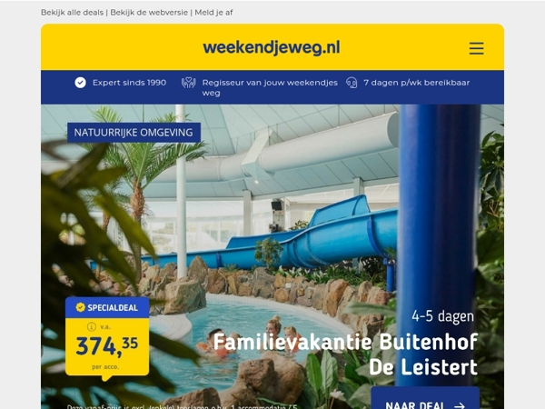 Familievakantie Buitenhof de Leistert v.a. 374,35 | Ultraluxe Suite de Veluwe + XXL bubbelbad v.a. 89,50 p.p.! 💎