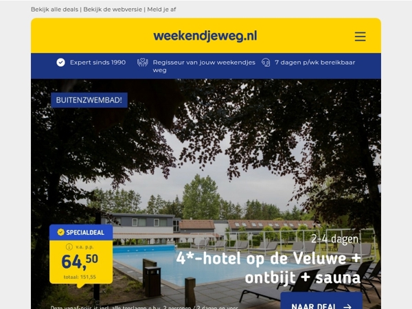 4*-hotel op de Veluwe + ontbijt, ZWEMBAD & sauna v.a. 64,50 | Boerderijkamer in Fries Landschap v.a. 34,50 p.p.! 😱
