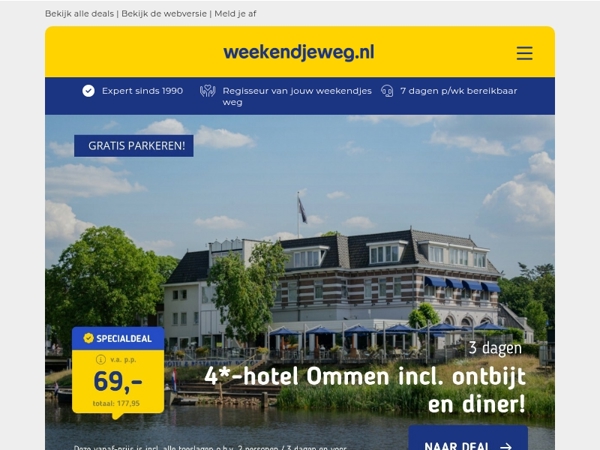 💥 WOW! 😱 3 dgn Ommen + ontbijt & 3-gangendiner v.a. 74 | All-inclusive in de Duitse Eifel v.a. 149 p.p.!