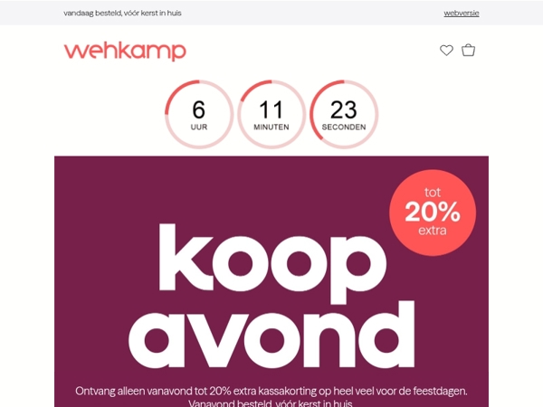 Koopavond: tot 20% extra kassakorting 🚨